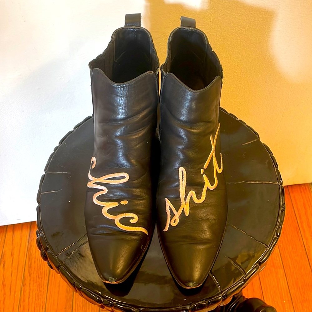 Classic “Chic Shit” embroidered boots by Modern Vice. Size 10